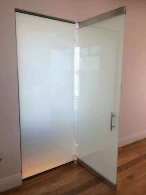 Switchglass Bathroom - Off & On Fixed Panel and Pivot Door
