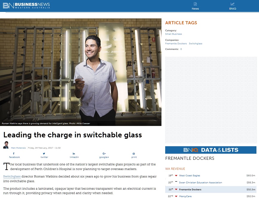 WA Business News - Switchglass Interview Roman Watkins